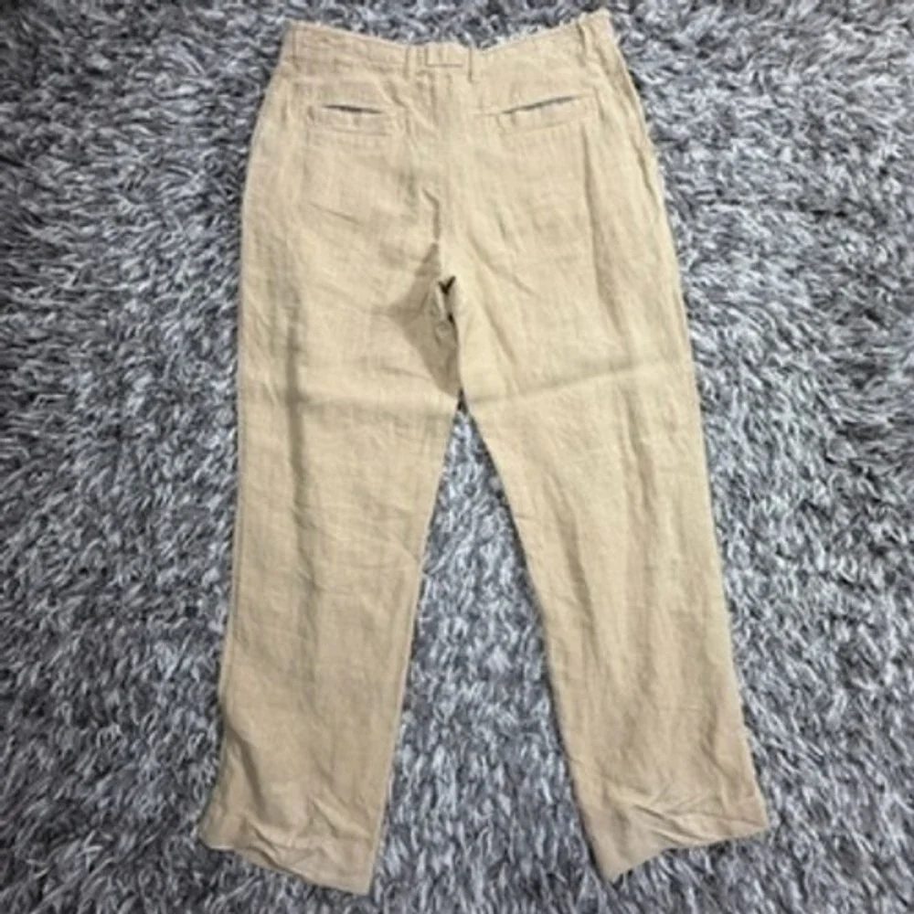 Murano Mens 100% Linen Pants Sz 36Khaki Tan Straight Leg Button Fly Beach Casual